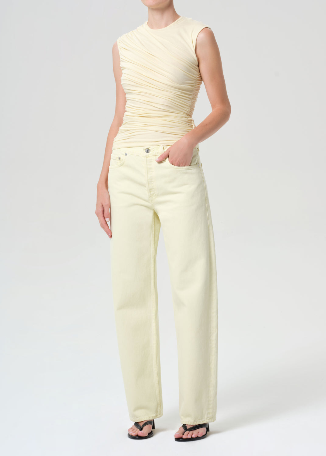 Ester Sleeveless Twist Tank in Lemon Drop – AGOLDE