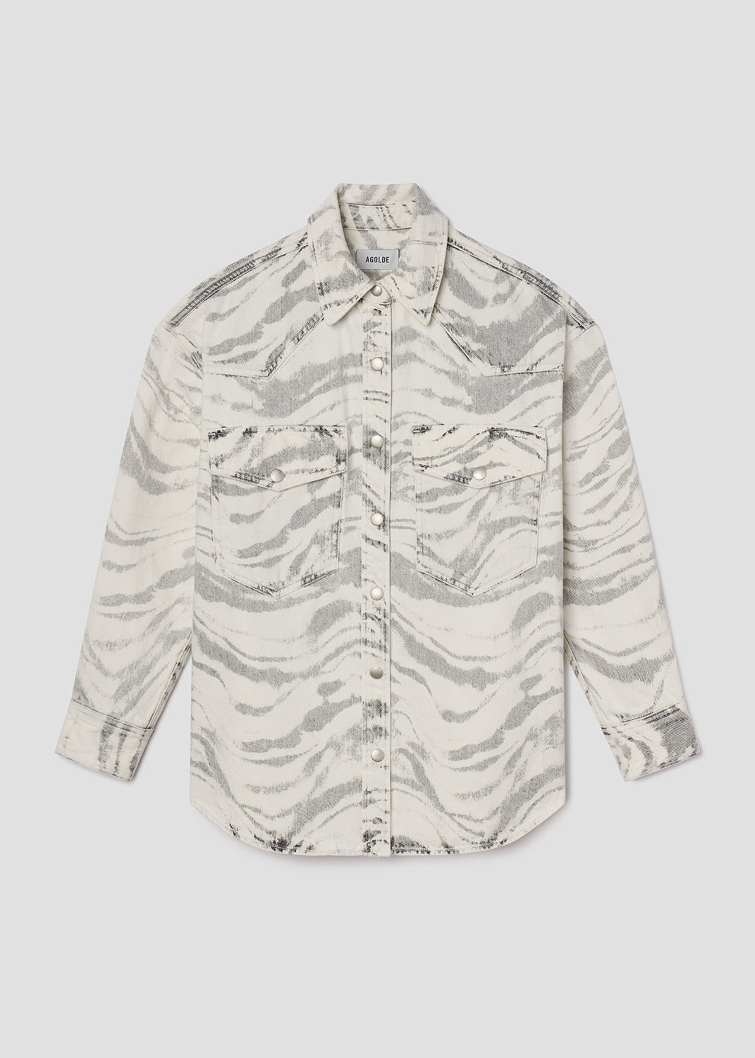 Camouflage-patterned shirt on a light gray background