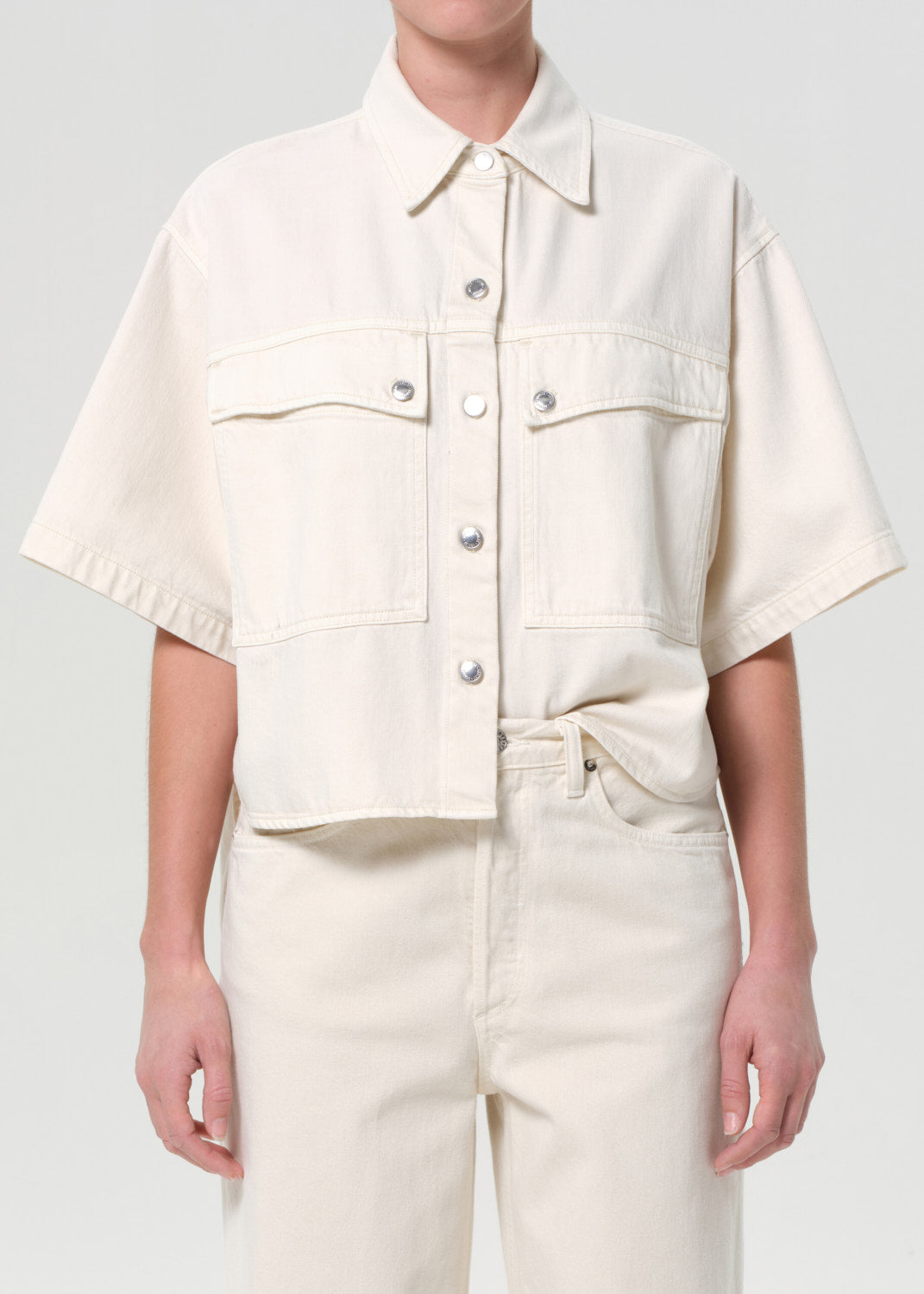 Enora High Low Shirt in Brown Rice front