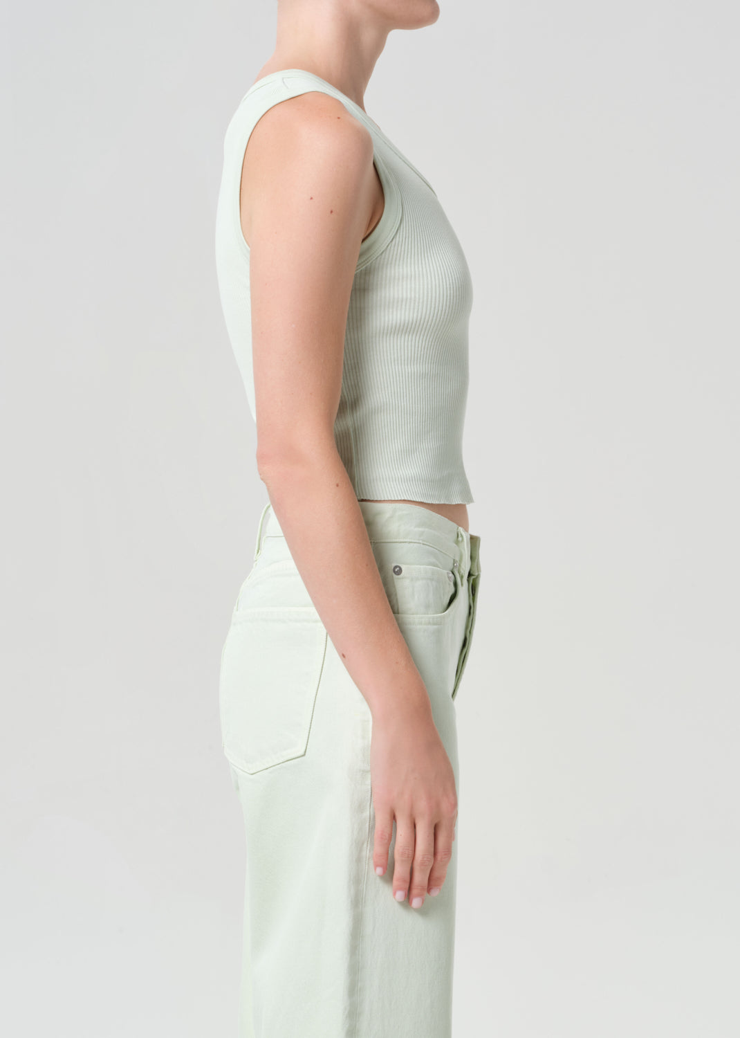 Shrunken Poppy Tank in Mint Cream