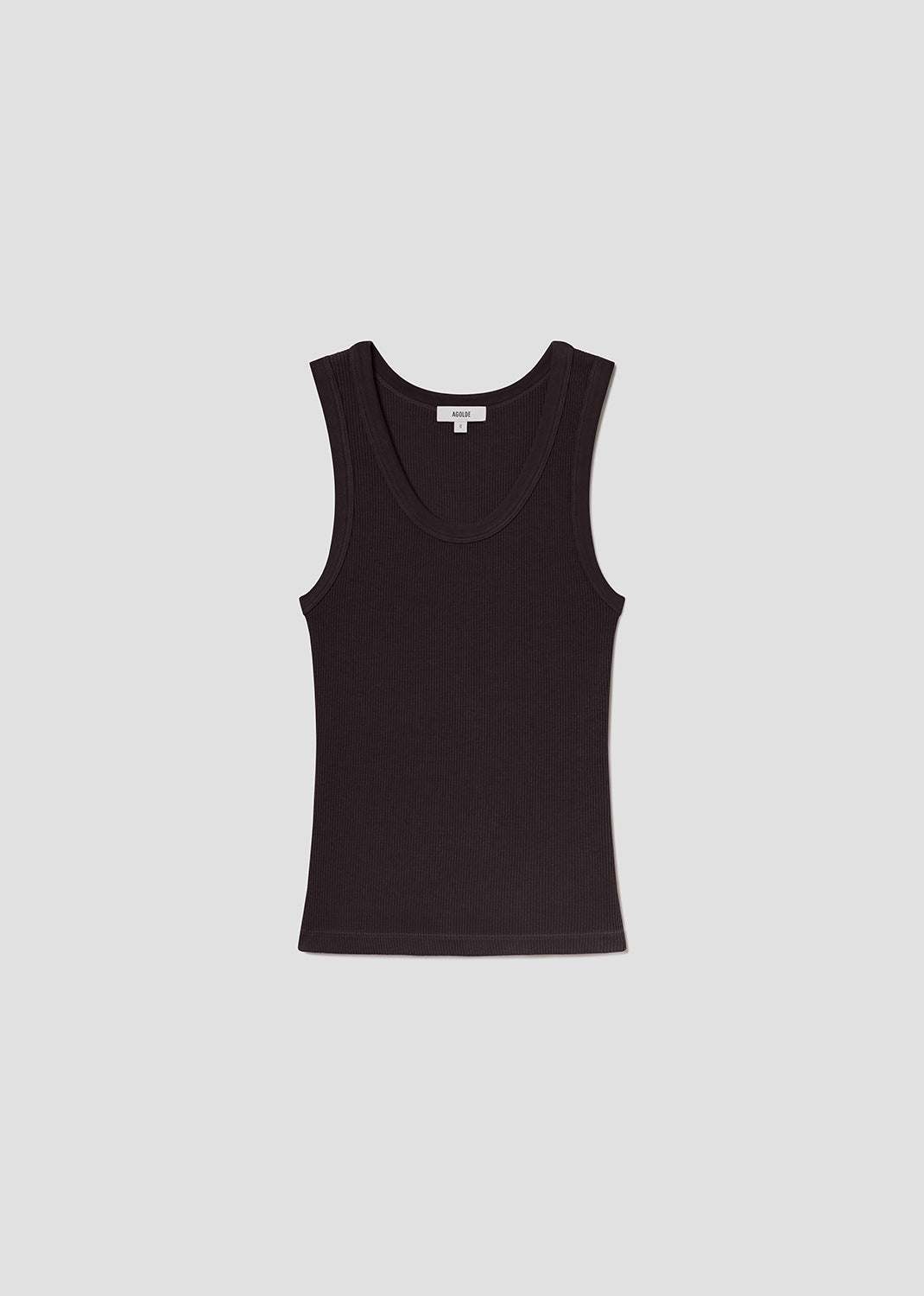 Black tank top on a light gray background