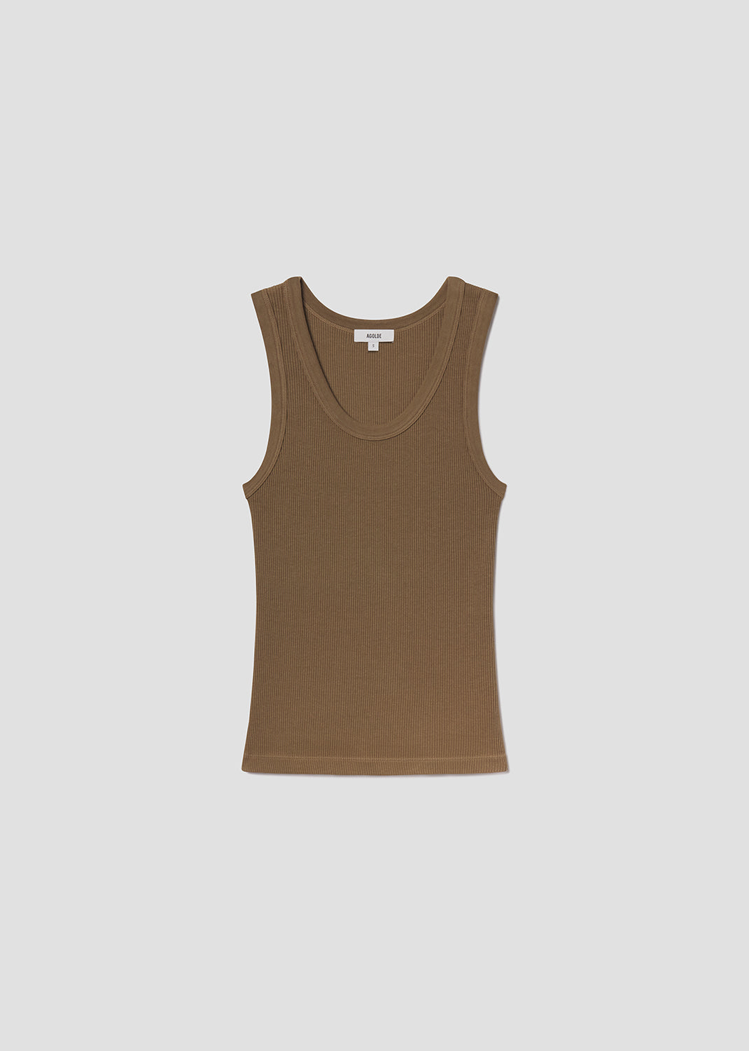 Brown tank top on a light gray background