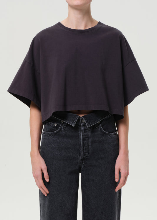 Arli Oversized Cropped Tee in Shade front