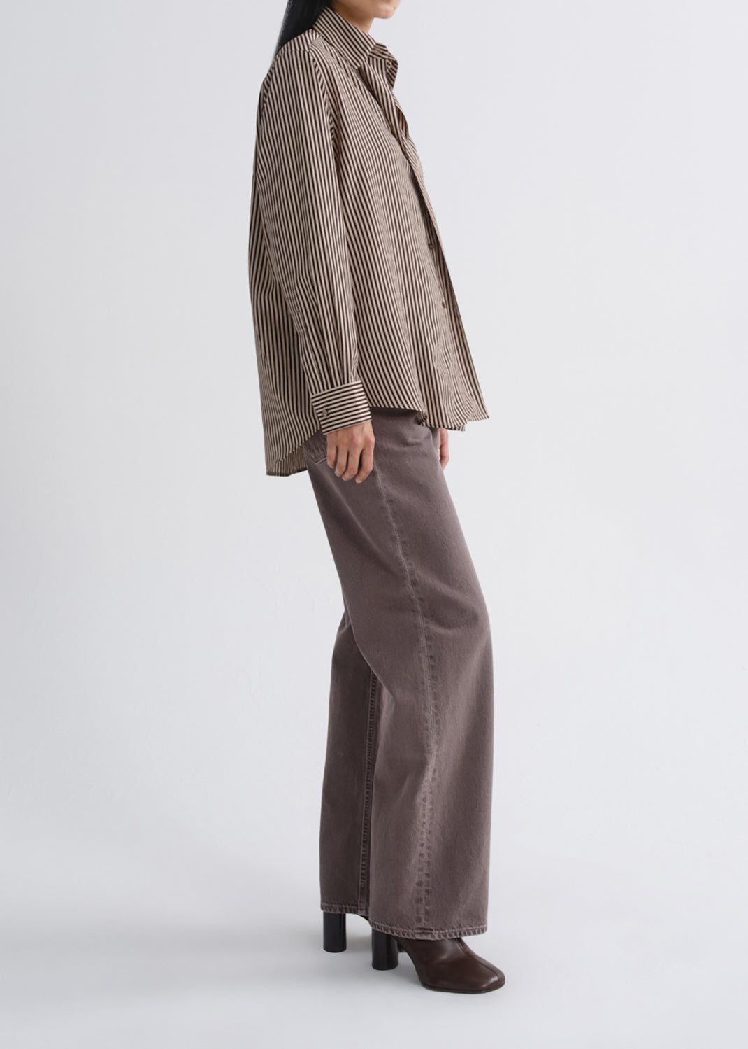 Aris Shirt in Trace Stripe Chocolate/Taupe