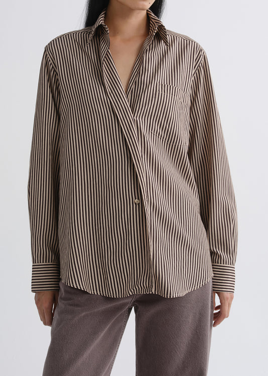 Aris Shirt in Trace Stripe Chocolate/Taupe