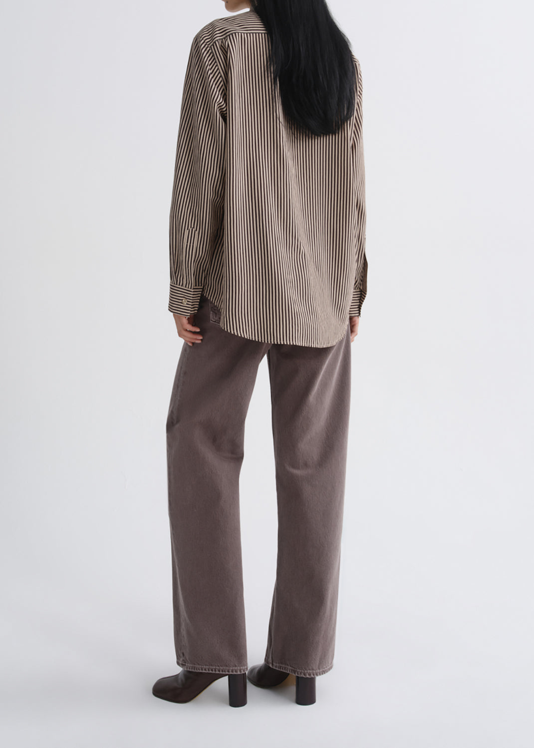 Aris Shirt in Trace Stripe Chocolate/Taupe