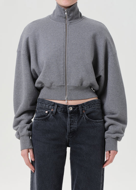 Darby Zip Up in Grey Heather Front