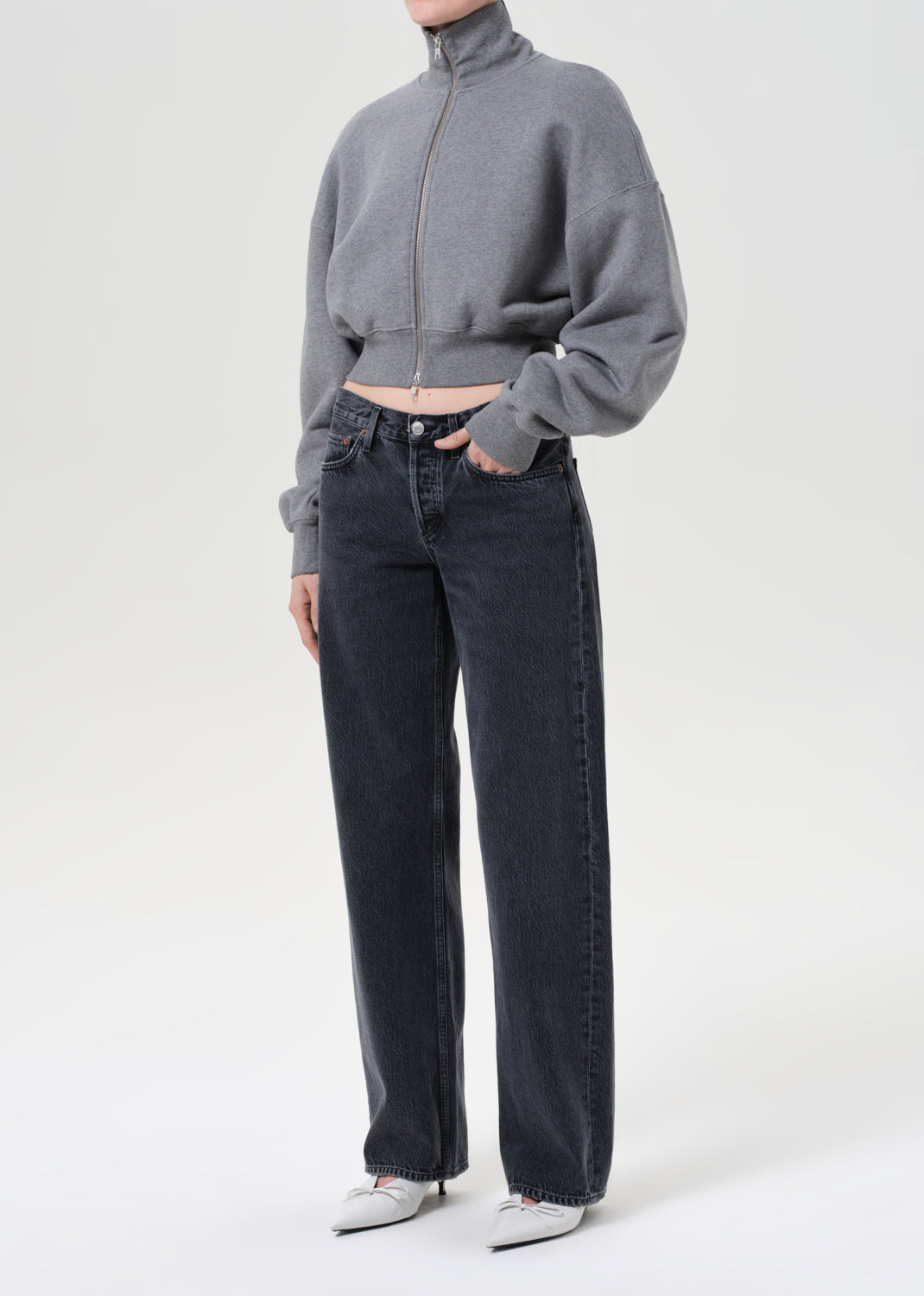 Darby Zip Up in Grey Heather Full Body