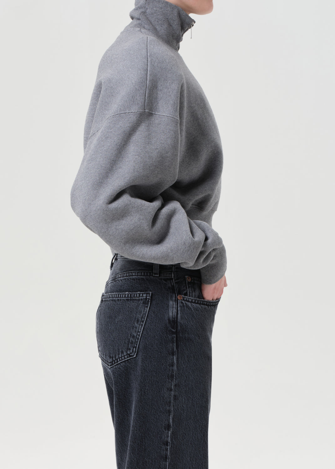 Darby Zip Up in Grey Heather Side