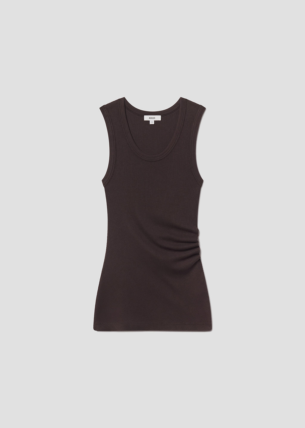 Brown tank top on a light gray background