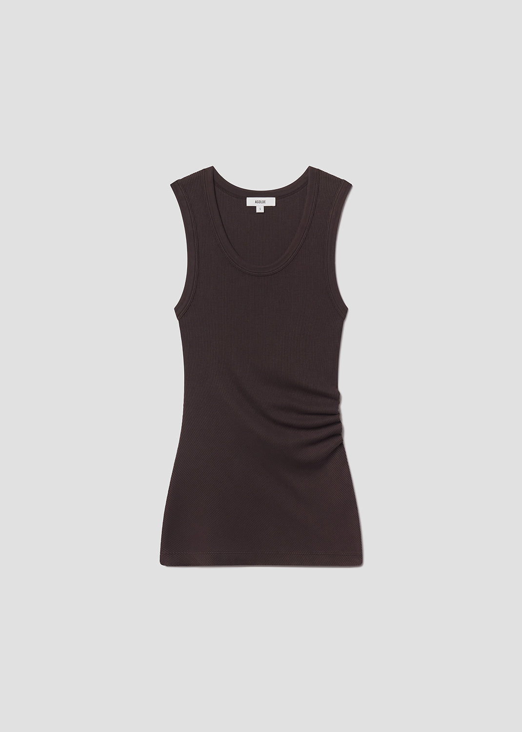 Brown tank top on a light gray background