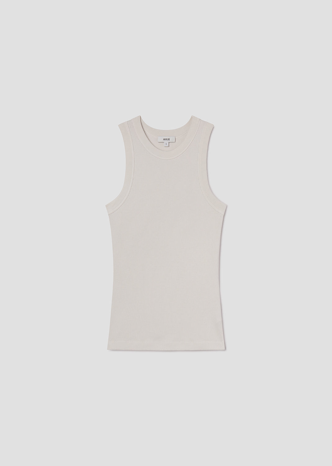 Beige sleeveless top on a white background