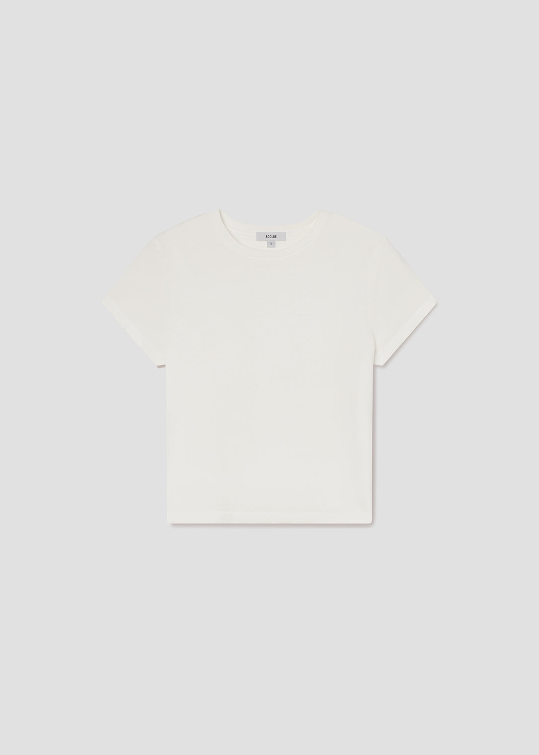 White t-shirt on a light gray background