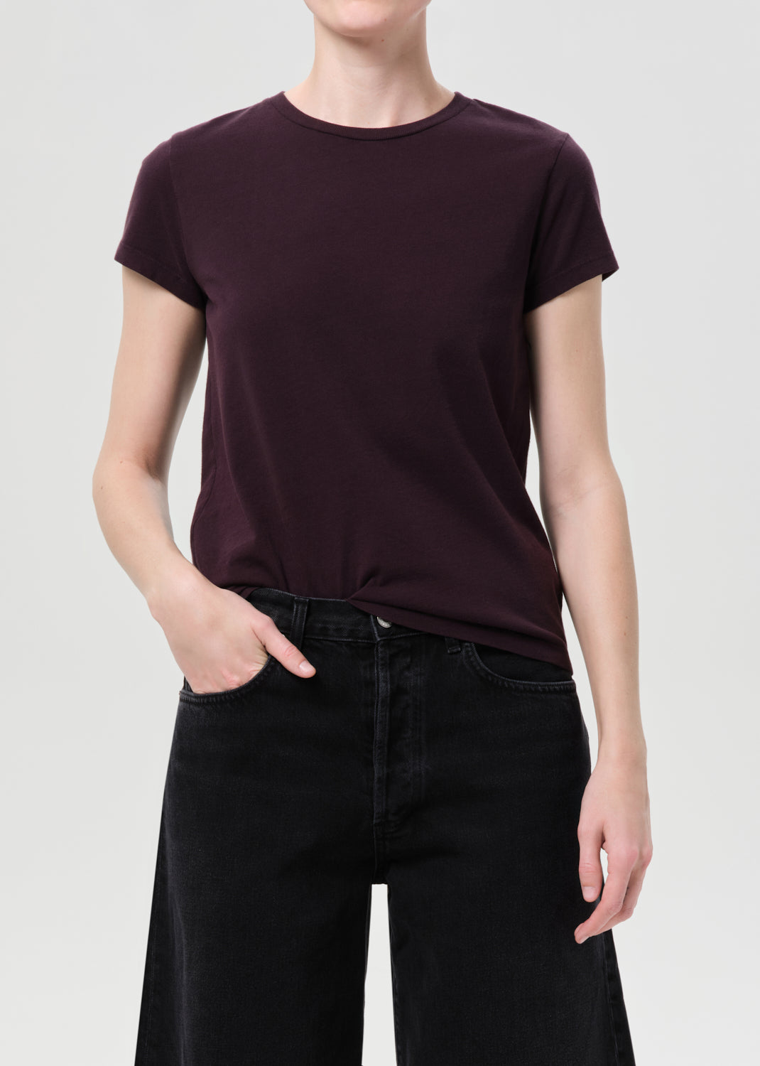 Long Line Adine Tee in Eggplant from Agolde - $88
