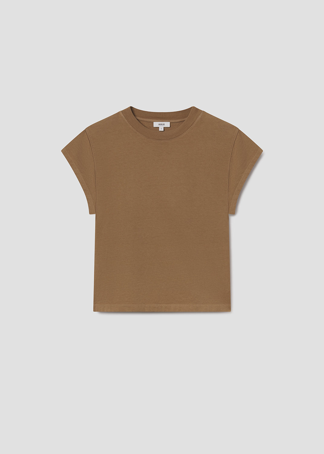 Brown t-shirt on a light gray background