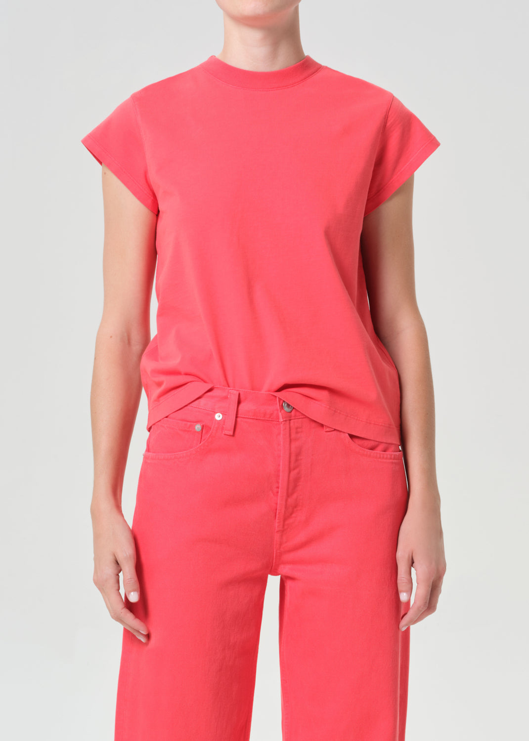 Long Line Bryce Cap Sleeve Tee in Carnival from Agolde - $108