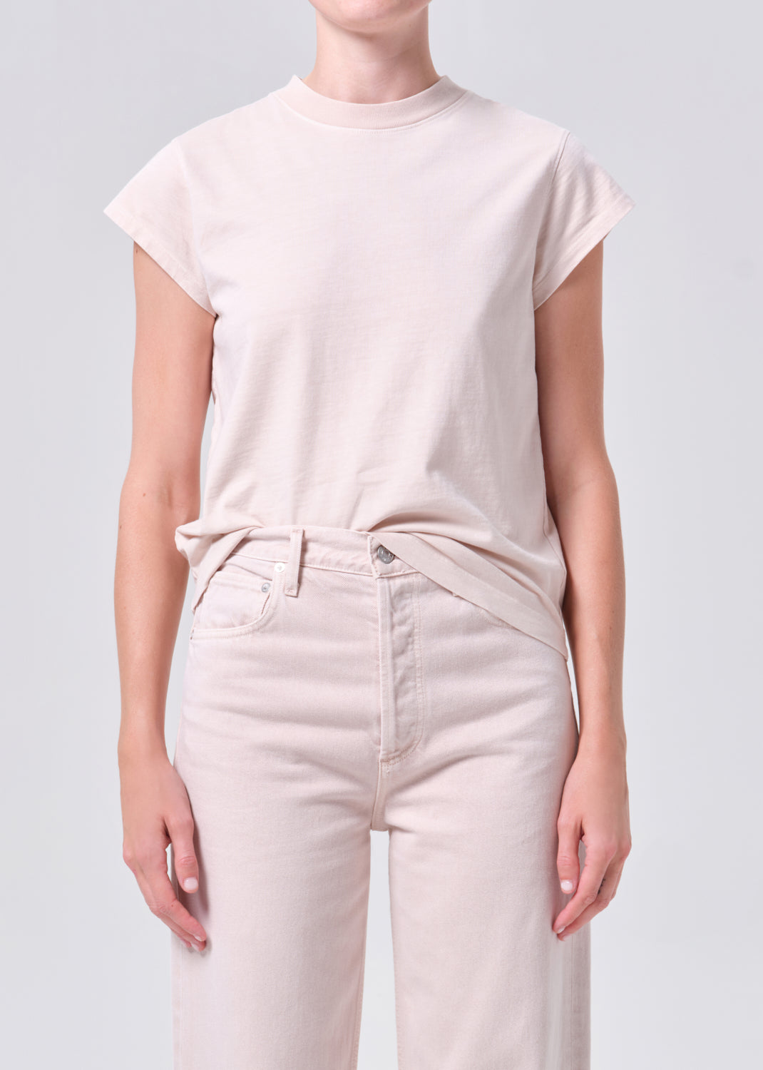 Long Line Bryce Cap Sleeve Tee in Foundation
