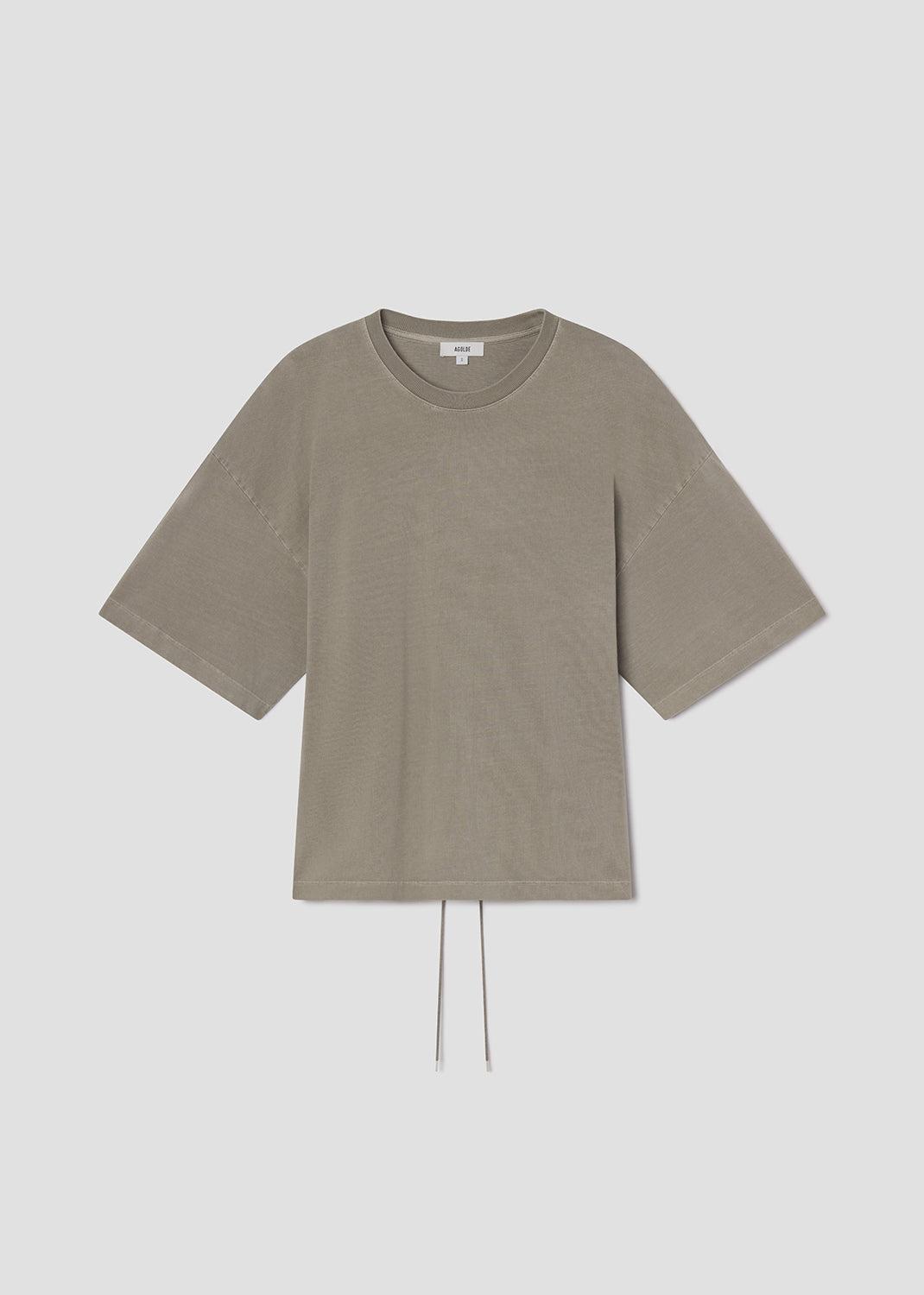 Beige t-shirt on a light gray background