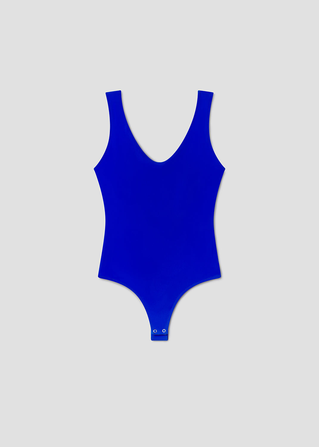 Blue swimsuit on a light gray background
