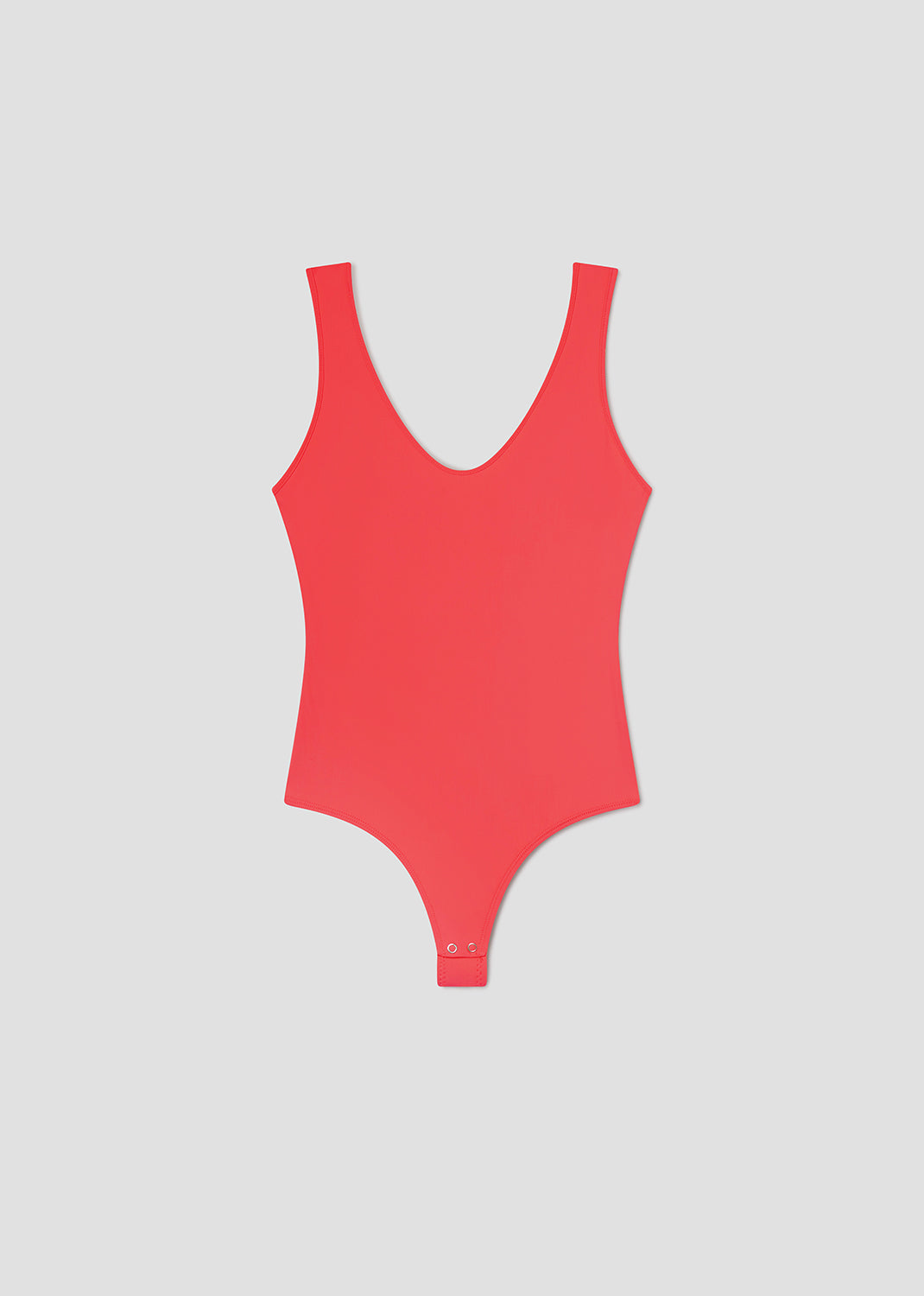 Red swimsuit on a light gray background