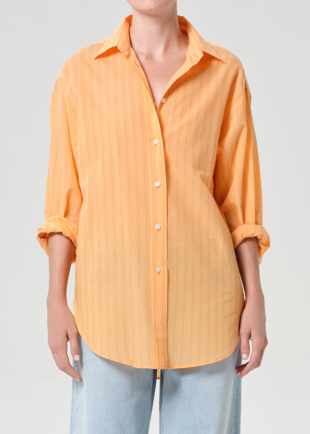 Sona Shirt in Fontana Stripe/Orange Soda from Agolde - $268