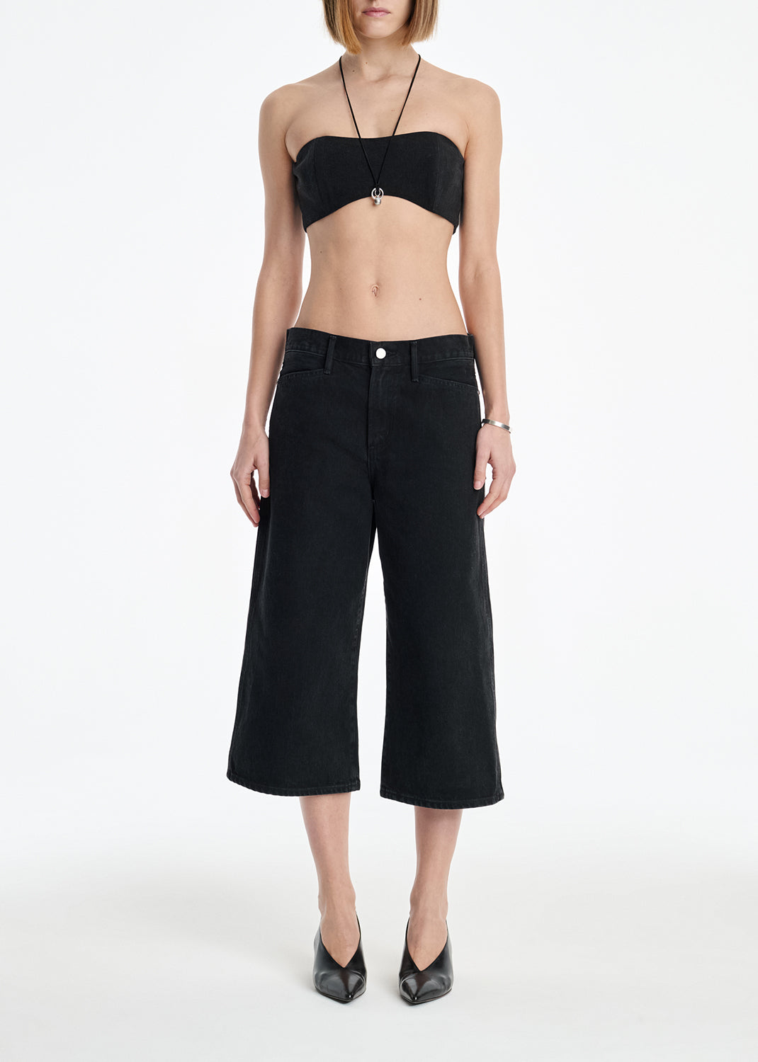 AGOLDE x MARIA MCMANUS Denim Bra in Washed Black