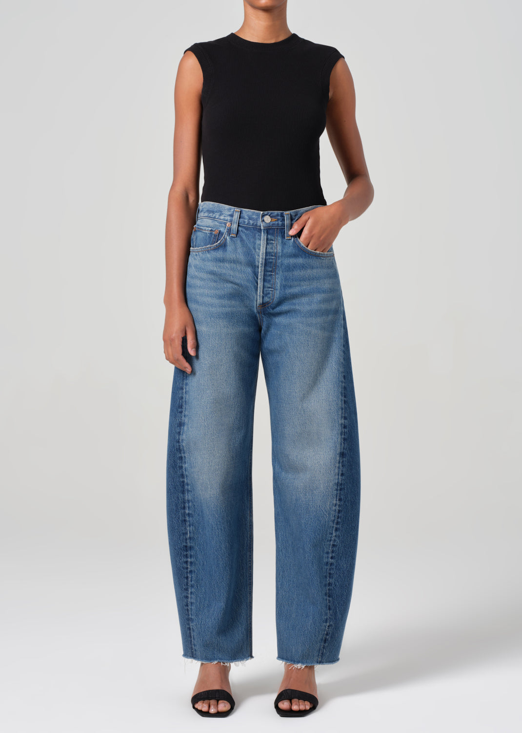 Luna High Rise Pieced Taper Split