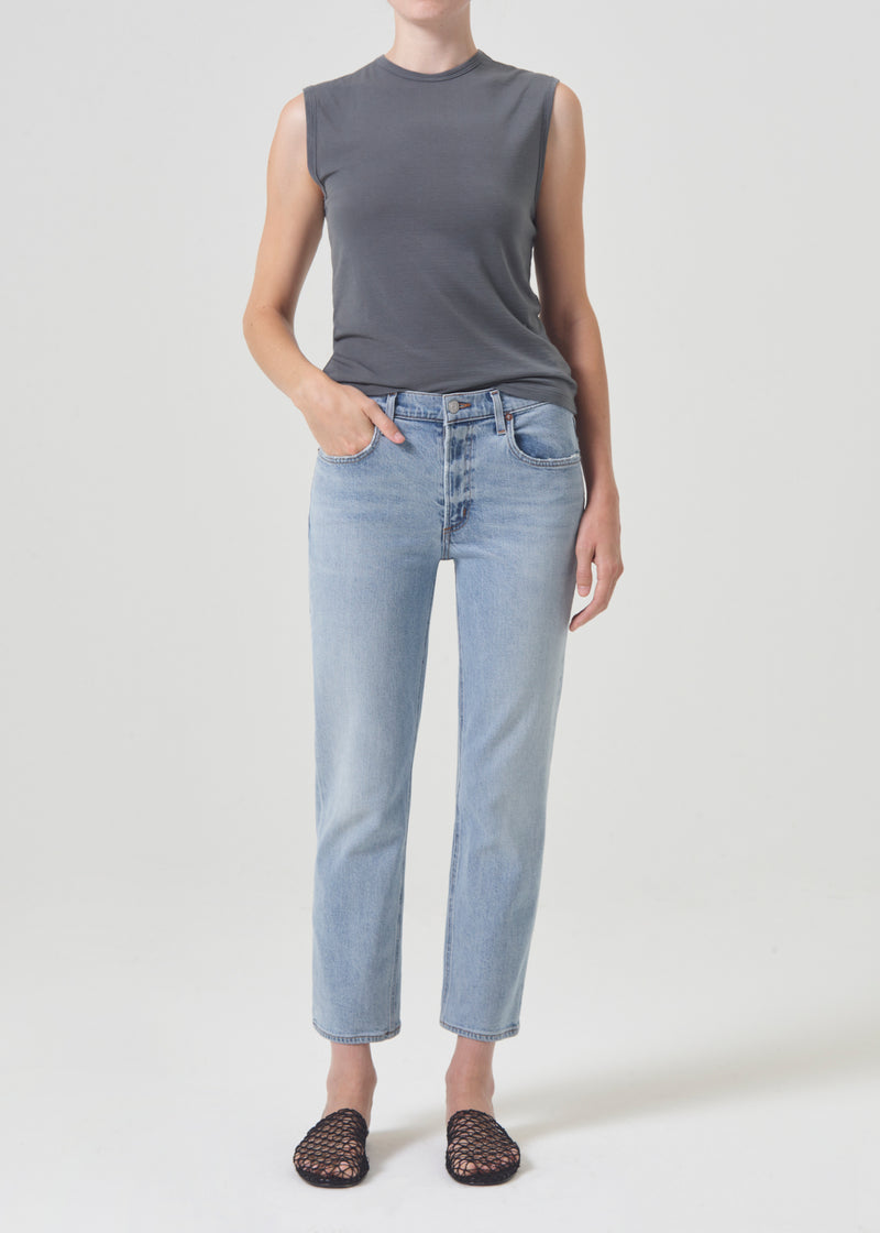 Kye Mid Rise Straight Crop (STRETCH) in Diversion