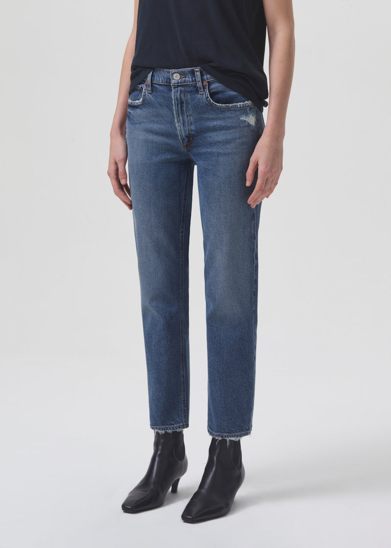 Kye Mid Rise Straight Crop (STRETCH) in Notion