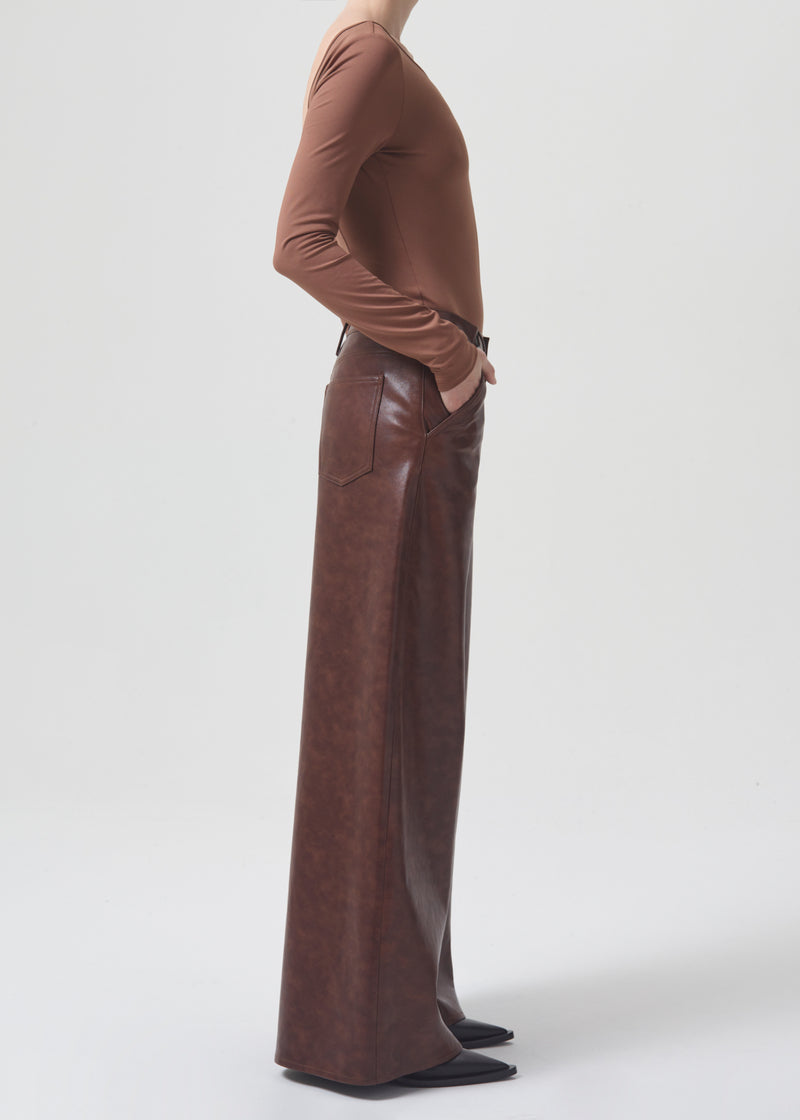 Dale Recycled Leather Trouser in Cola side