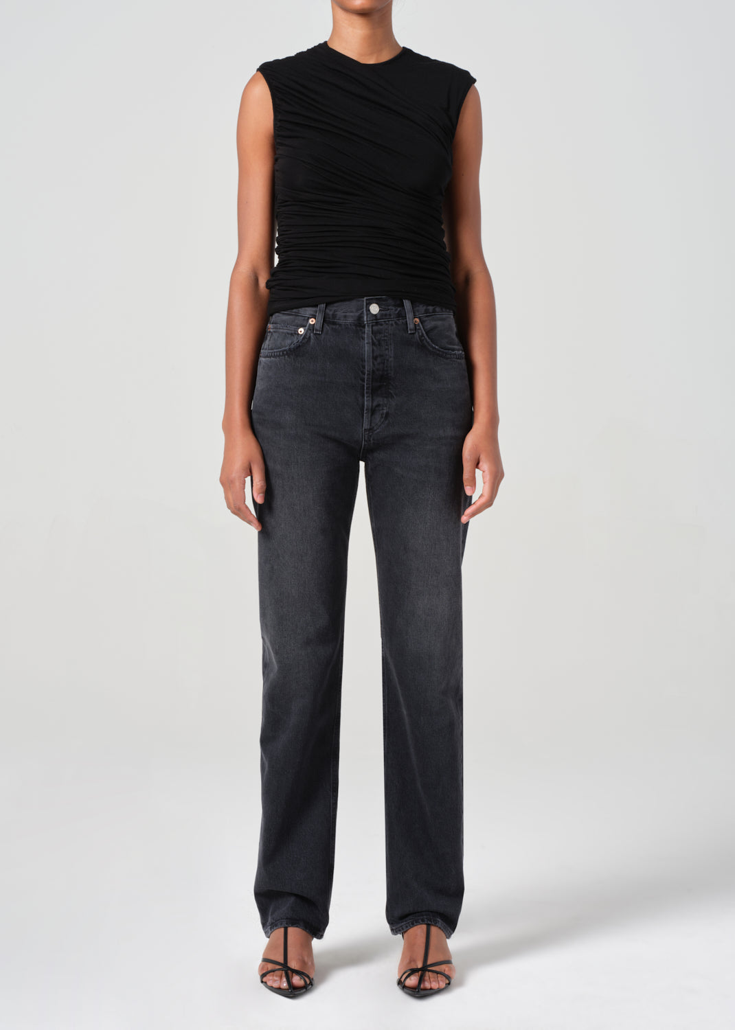 90's Pinch Waist High Rise Straight Long in Hitch