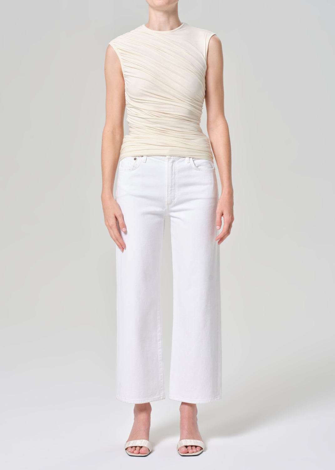 Harper Crop Jean in Sour Cream front