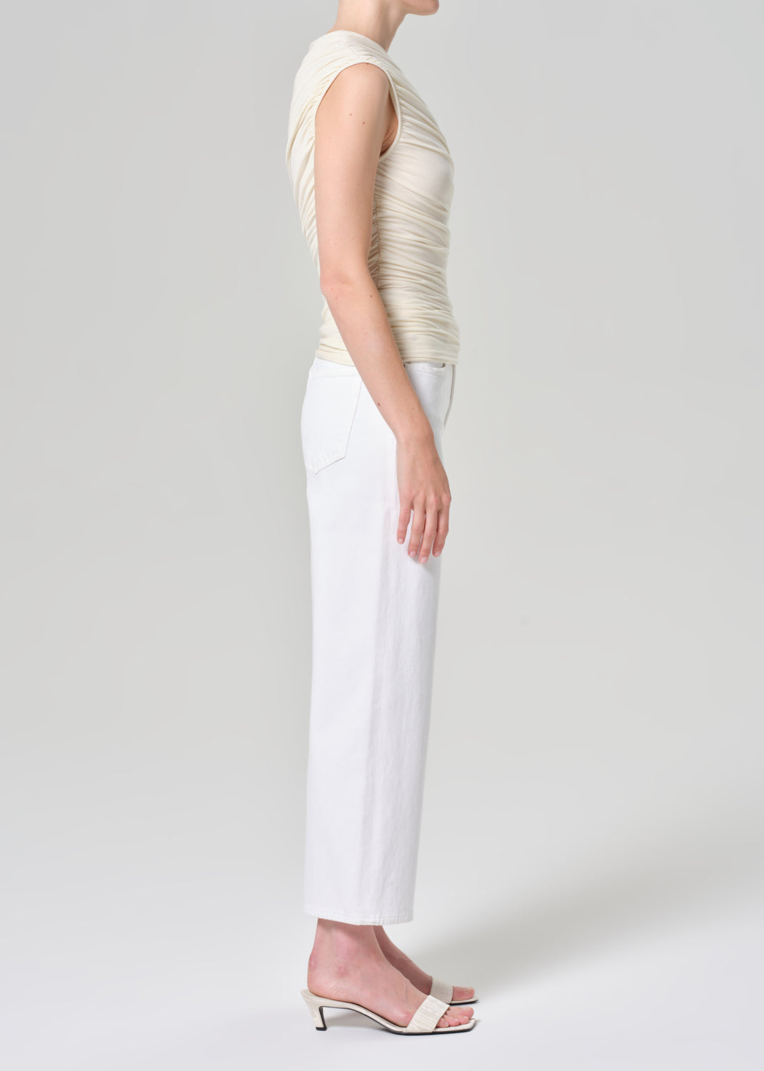Harper Crop Jean in Sour Cream side