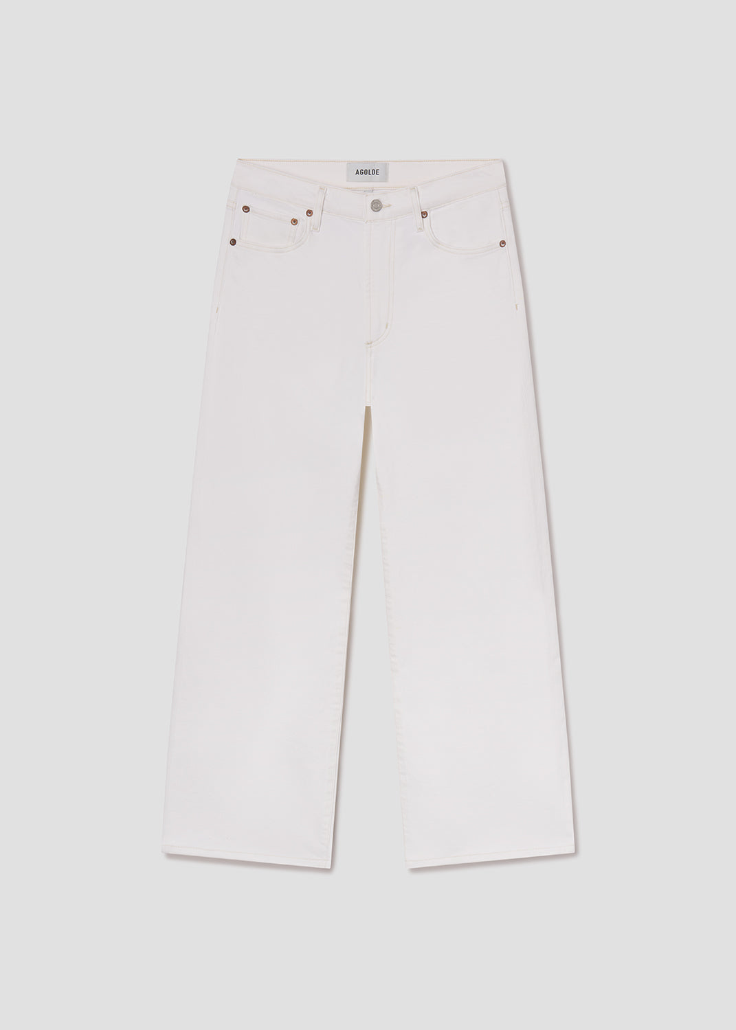 White jeans on a light gray background