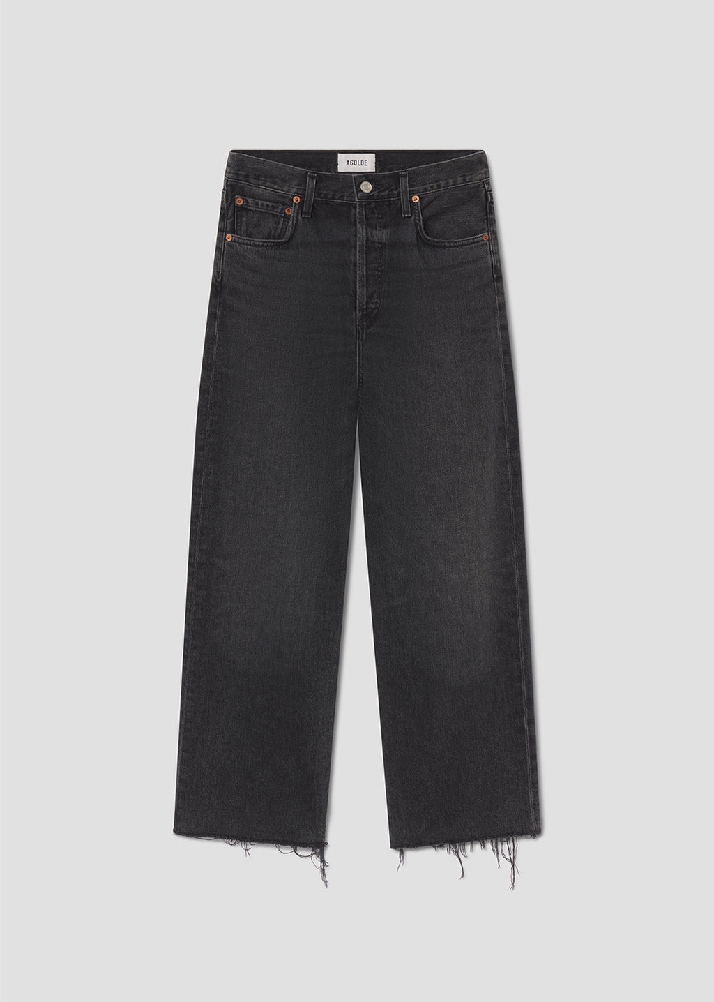 Black jeans on a light gray background