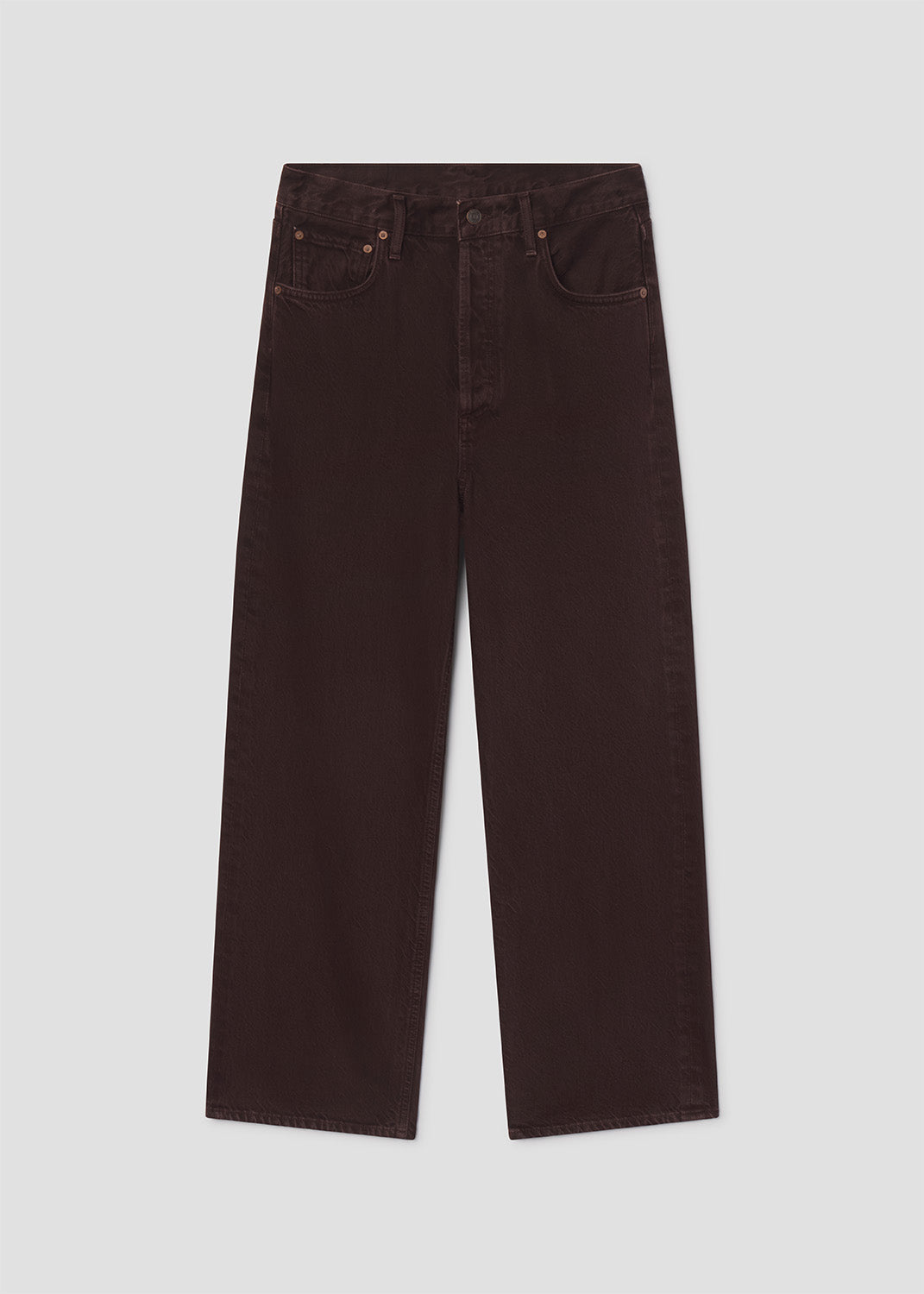 Brown jeans on a light gray background
