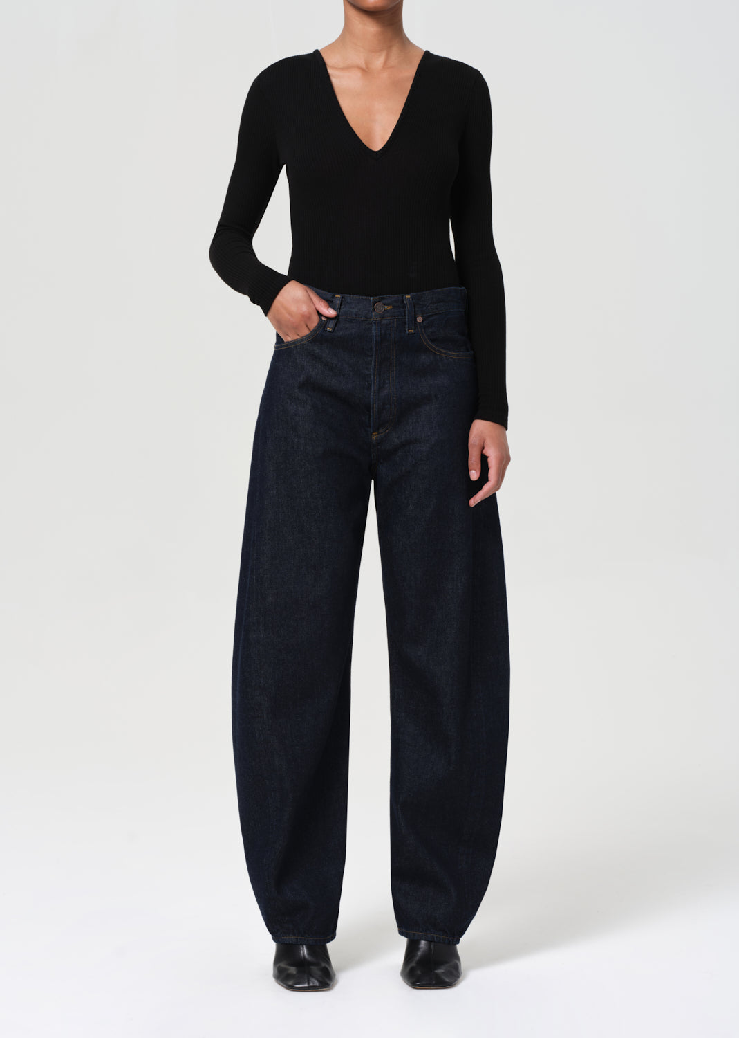パンツ AGOLDE Luna Straight Fringe Denim Pants Black A90391157POSS Luna Pieced Jeans