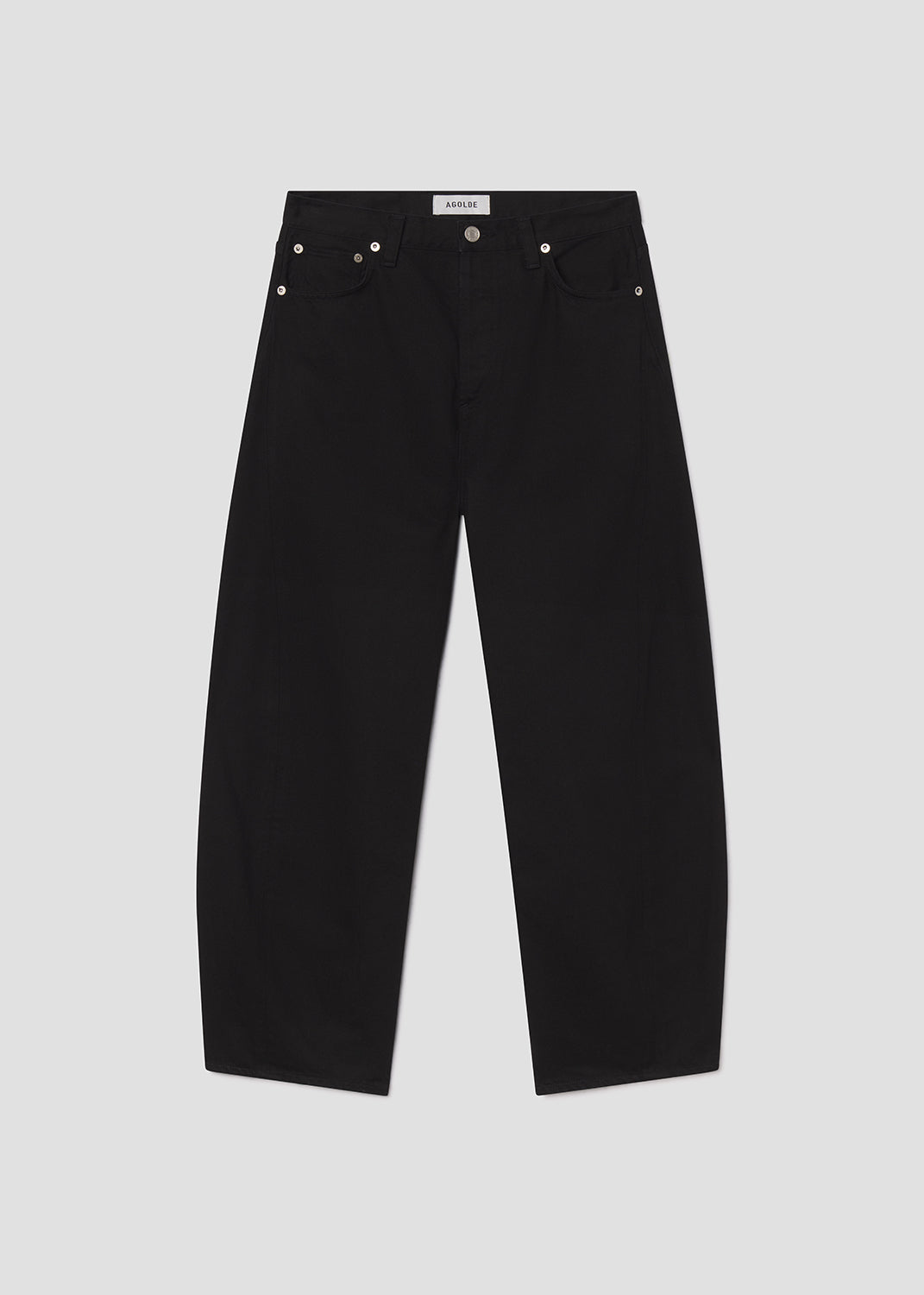 Black jeans on a light gray background