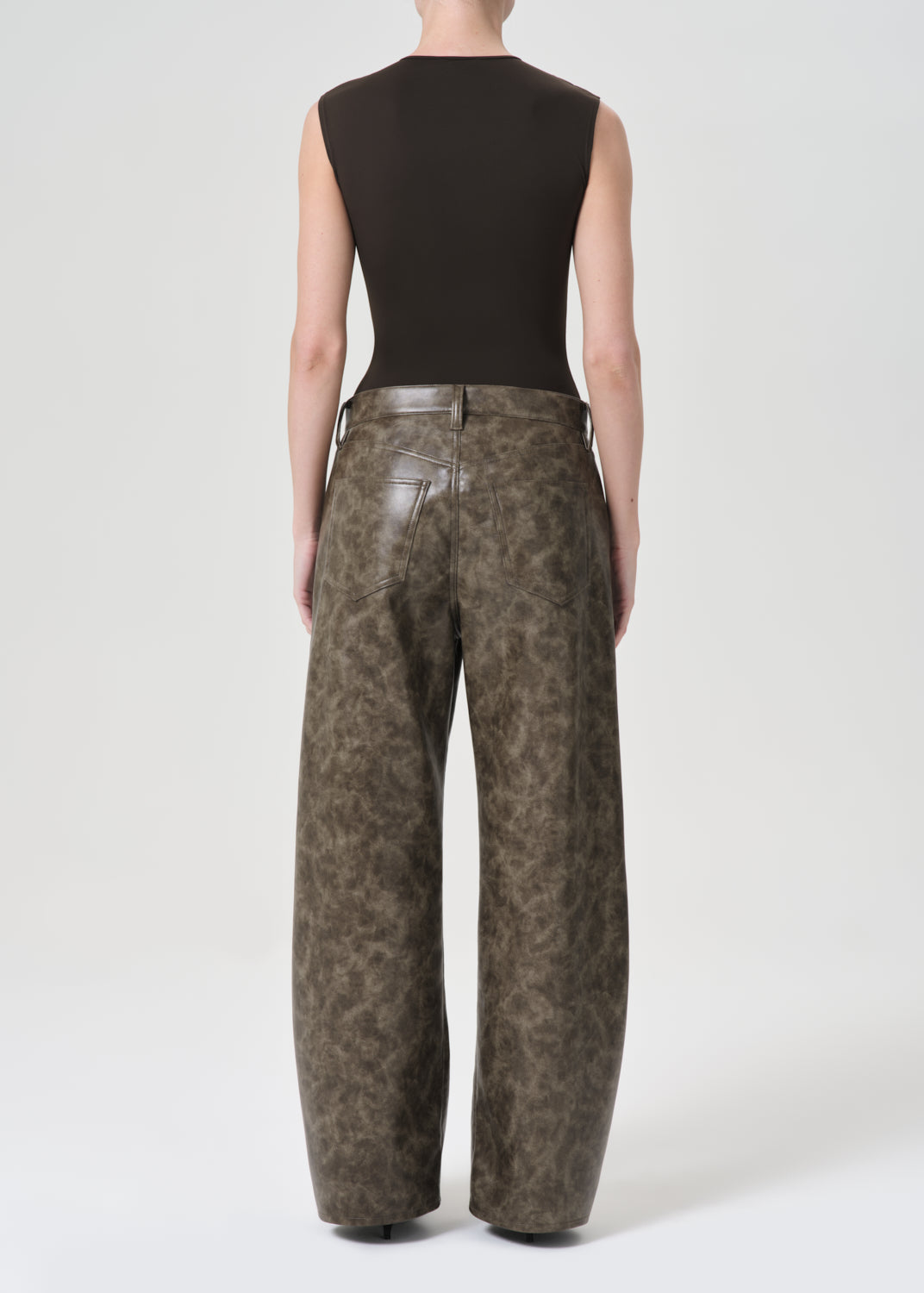 Recycled Leather Low Curve Jean in Moss back