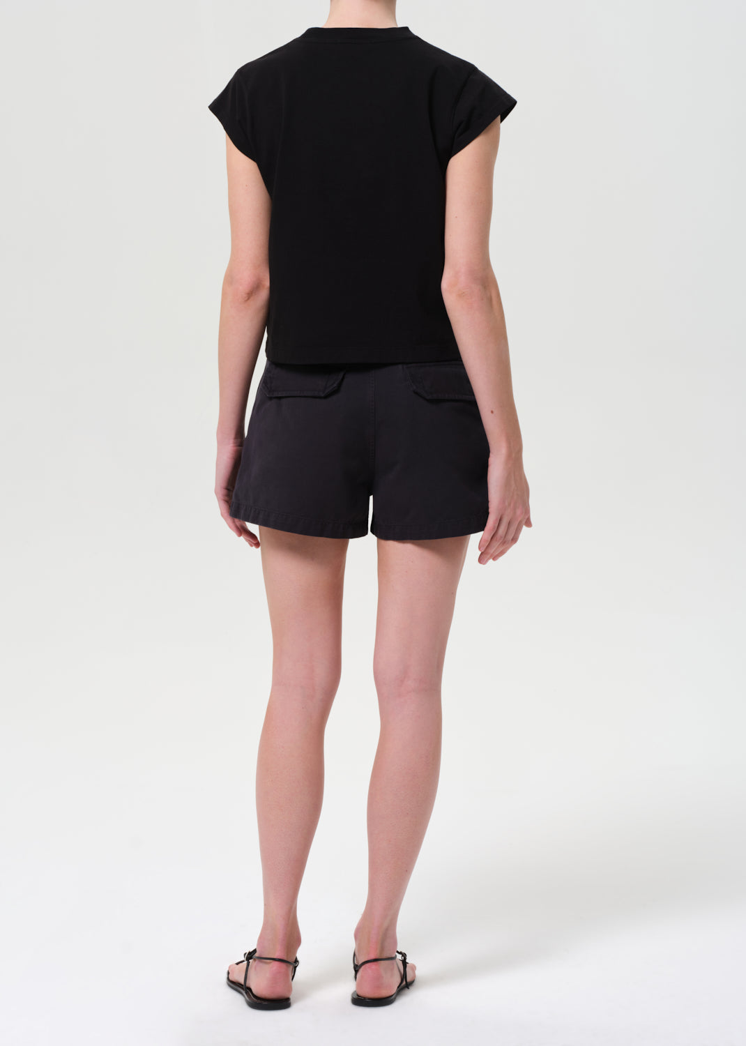 Kiva Mid Rise Cargo Short in Washed Black back