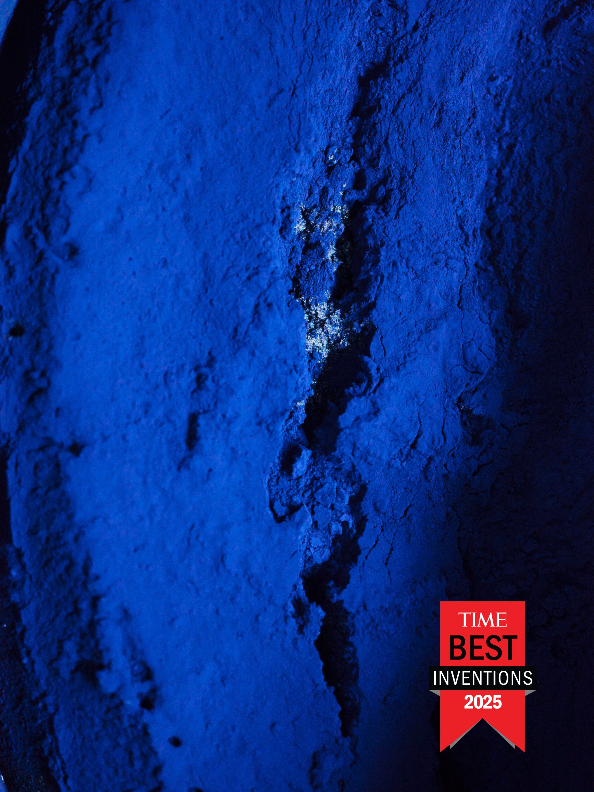 Close-up of a blue textured surface with 'Time Best Inventions 2025' badge.