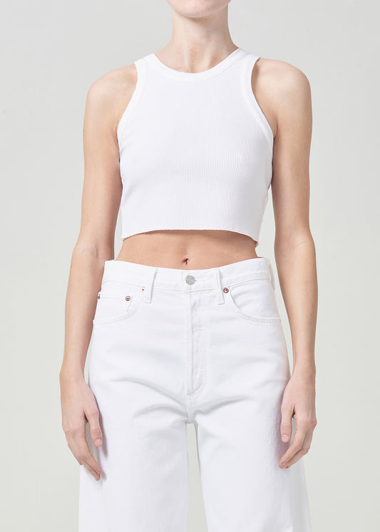 Cropped Bailey Tank in White front