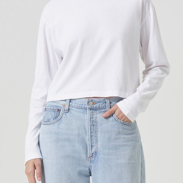 Mason Crop Tee in White AGOLDE