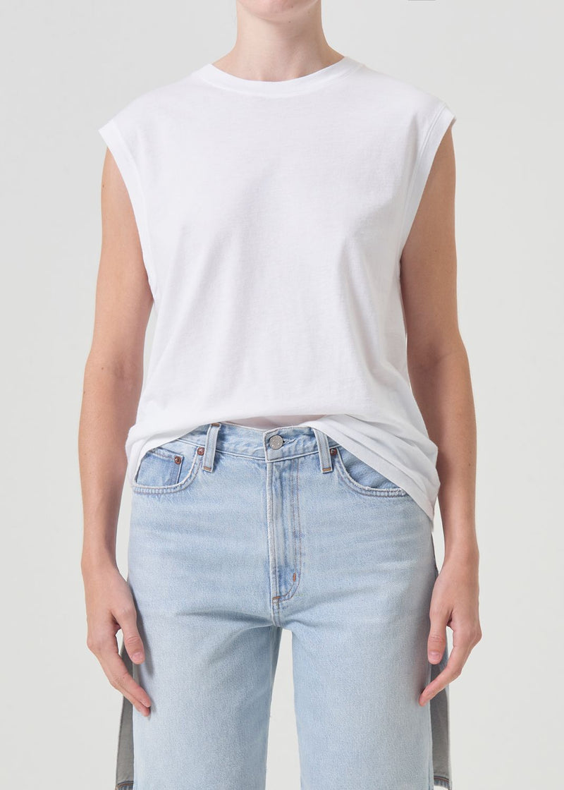 Raya Muscle Tee in White AGOLDE