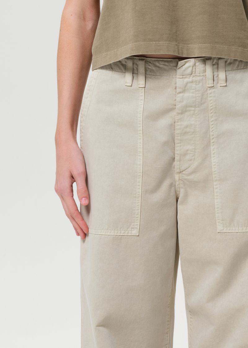 Yuna Low Slung Utility Pant in Pumine close up