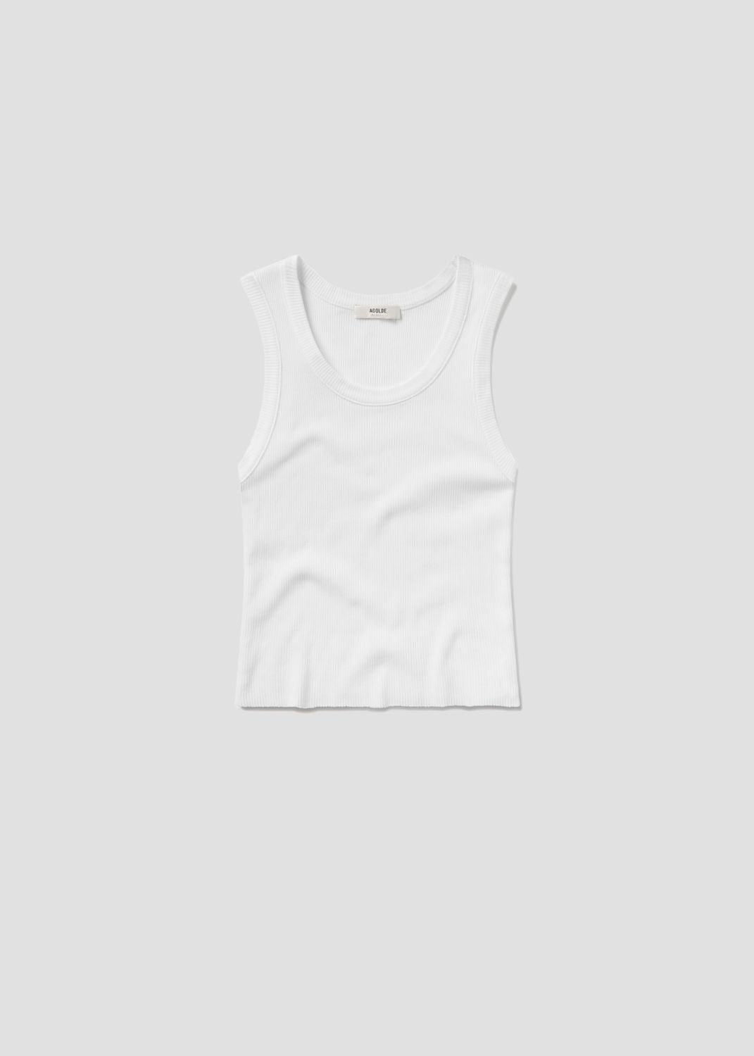 Shrunken Poppy Tank in White flat