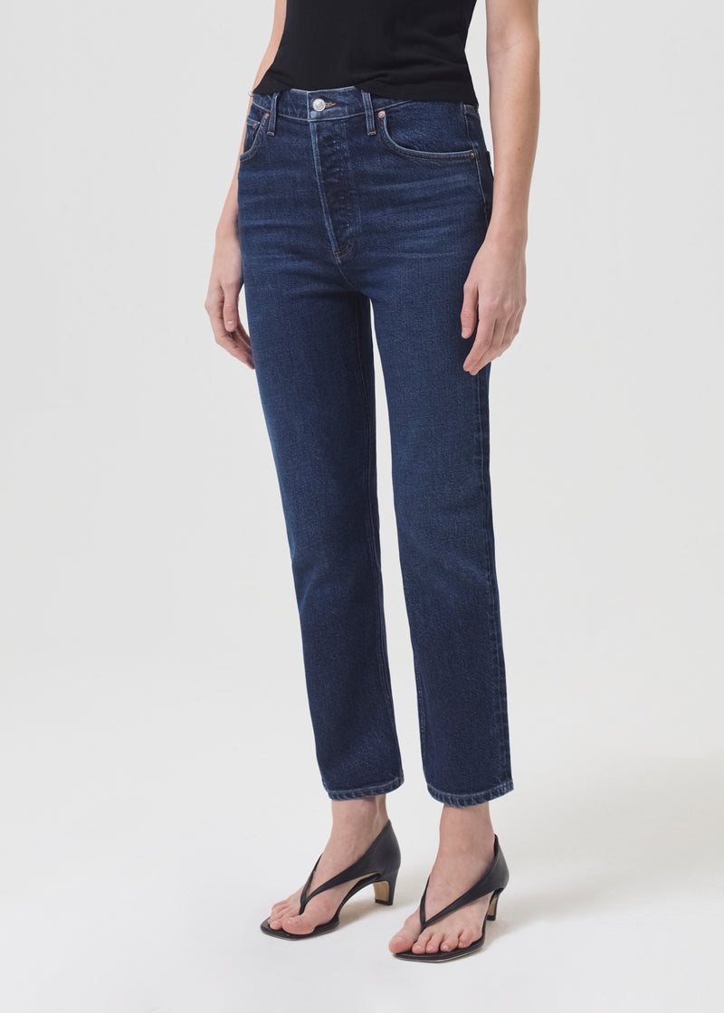 Riley High Rise Straight Crop (Stretch) in Divided